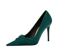 4 Inch Stiletto Heels Pumps for Women Comfortable Work Office High Heels Closed Pointed Toe Dressy Shoes Green
