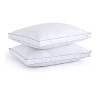 4 Inch Thick Gusseted Box Pillows 2 Pack | Back Support Neck Pillow | Hypoallergenic Anti Snore Orthopedic Pillow | Hollow Fibre Filling Side Sleeper Pillow