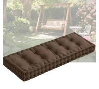 4-Inch Thick Velvet Bench Cushion, High Resilience Tufted Seat Pad with Handles for Window Seat, Porch Swing, Sofa, Floor - Modern Indoor Furniture (21x41x4in, Brown)