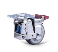 4-inch TPR Grey Industrial Caster Wheel with Universal Brake - High Pressure Resistant, Durable & Directional, Ideal for Furniture & Heavy Loads