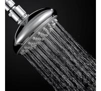 4 Inch Ultra-Slim High-Pressure Rain Shower Head, 360-Degree Adjustable with Removable Flow Limiter, Chrome ABS Wall-Mounted for Home/RV