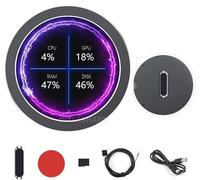 4 Inch USB Monitor AIO LCD Display CPU/GPU Cooler Screen 720 × 720 Round Display with Music Spectrum Analysis Function for Inside PC/Desktop RGB Ambient Screen USB-C Interface Grey