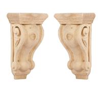 4 inch-W 2.4 inch-D 7 inch-H Wood Carved Corbels, Tchosuz 2 -Pack Antique Traditional Unfinished Wooden Carving DIY Decorative Scrolled Millwork Brackets for Countertop Kitchen Fireplace Mantel