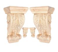4 inch-W 2.4 inch-D 7 inch-H Wood Carved Corbels, Tchosuz 4 -Pack Antique Traditional Unfinished Wooden Carving DIY Decorative Scrolled Millwork Brackets for Countertop Kitchen Fireplace Mantel