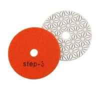 4-Inch Wet/Dry 3-Step Resin Polishing Pads Set for Granite, Concrete, Marble & Stone - 100mm Grit 1/2/3, 2-Piece Abrasive Buffing Discs for Power Tools(2PCS Step 3)