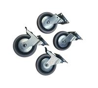 4 inch Wheels - 2x Swivel and 2x Swivel with Break - Trolley Caster Rubber 100mm On Plate 50kg Grey (Pack of 4 Wheels)