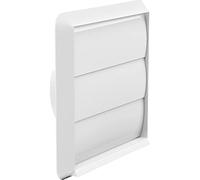 4-inch White Gravity Grille 155mm External Dimension Ducting Air Vent with 100mm - 4 inch Round Rear Spigot and Not-Return Shutters