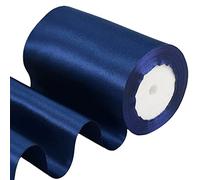4 Inch Wide Dark Blue Ribbon 22m,10cm Dark Blue Satin Ribbon Fabric VJ Day 80th Anniversary Decorations Large Solid Satin Ribbon,Polyester Ribbon Union Jack British Party for Gift Wrapping,Birthday