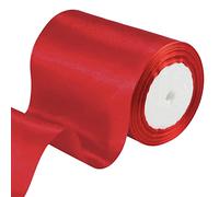4 Inch Wide Red Ribbon 22m,10cm Red Satin Ribbon Fabric VJ Day 80th Anniversary Decorations Large Solid Satin Ribbon,Polyester Ribbon Union Jack British Party for Gift Wrapping,Birthday Party