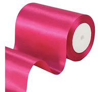 4 Inch Wide Rose Red Ribbon 22m, 10cm Rose Red Satin Ribbon Fabric Large Solid Satin Ribbons, Christmas,Barbie,Girls Princess Birthday Party Polyester Ribbons for Gift Wapping,Door,Window, Wedding Car