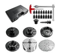 4 Inch Wood Lathe Chuck Set with 5 Jaws,1" x 8 tpi thread - High-Grade 45 Steel, Nickel Plated Self Centering 4 Jaw Wood Turning Chuck set