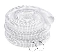 4 Inch x 10 Feet Dust Collection Hose - Heavy Duty Puncture Resistant Clear PVC Debris Fume Collection Hoses-Coated Wire Helix Reinforced - Includes 2 Clamps