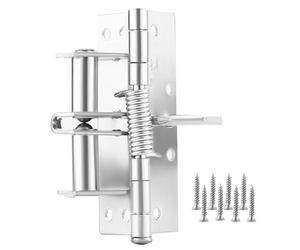 4 Inches Self Closing Gate Hinges, Heavy Duty Spring Door Hinge 90 Degree Automatic Closing with Screws for Garage Front Door (Silver)