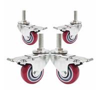 4" Industrial Stem Casters Wheels with Brake Heavy Duty Swivel Locking for Workbench 330kg Load ty M20 Threaded (Set of 4 Size: M20*30mm)