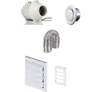 4" Inline Bathroom Extractor Timer Fan Kit