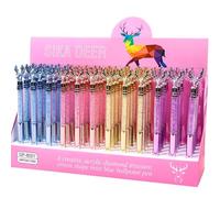 4-Italian Cartoon elk with Diamond Gel Pen Cute and Exquisite Stationery-Carbon Black