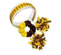 4 Items School Bundle Yellow Brown Hair Headband Bow Korker Pom-poms Accessories Hairband Clip Uniform