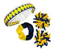 4 Items School Bundle Yellow Navy Blue Hair Headband Bow Korker Pom-poms Accessories Hairband Clip Uniform