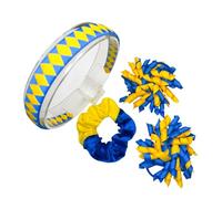 4 Items School Bundle Yellow Royal Blue Hair Headband Bow Korker Pom-poms Accessories Hairband Clip Uniform