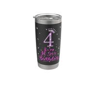 4 It's My Lil SIS's Birthday Pink Crown 4 Years Old Stainless Steel Insulated Tumbler