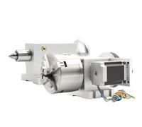 4 Jaw 100mm 4th Axis+Tailstock CNC Dividing Head Rotation Axis/A axis kit for CNC Router/Engraver Wood Working Engraving