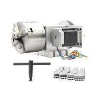4 Jaw 100mm CNC 4th Axis Reduction Ratio 6:1 CNC Dividing Head/Rotation A axis kit Nema23 for Woodworking Engraving Machine