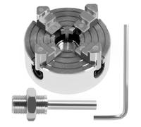 4-Jaw Lathe Chuck Kit, Zinc Alloy Self-Centering Wood Lathe Chuck, with Wrench and Connecting Rod, Independent Reversible Jaw, Sturdy Mini Metal Lathe Chuck Wood Turning Chuck for Lathes Machine