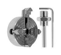 4 Jaw Lathe Chuck Zinc Alloy Self-Centering Lathe Chuck Set Silver Metal with Wrench and Connecting Rod