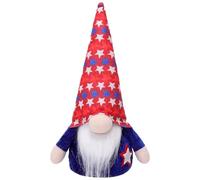 4 July Patriotic Dwarfs - Facial Doll - Dwarfs | Red White Blue Handmade Cottage Decoration For Home Party Memorial Day Presidents Veterans Shelf Table