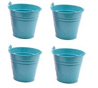 4 Kids Metal Bucket Planter Zinc Flower Pot Tin Pen Pot Craft Pot Bright Blue
