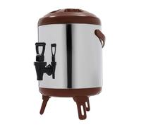 4 L Stainless Steel Thermal Bucket Round Hot Water Dispenser with Faucet Water Boiler for Hot Drinks Suitable for Serving Iced Tea Juice Coffee and Other Hot and Cold Drinks (Brown, Silver)