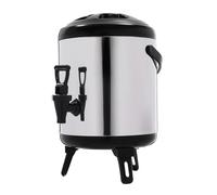 4 L Stainless Steel Thermal Bucket Round Hot Water Dispenser with Faucet Water Boiler for Hot Drinks Suitable for Serving Iced Tea Juice Coffee and Other Hot and Cold Drinks (Black, Silver)