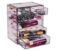 (4 Large, 2 Small Drawers, Purple) - Sorbus Cosmetics Makeup and Jewellery Big Purple Storage Case Display- 4 Large and 2 Small Drawers Space- Saving, Stylish Acrylic Bathroom Case
