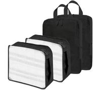 4 Large Deep Compression Packing Cubes, 40 x 20 x 25 cm Waterproof Packing Cubes, Travel Organiser for Luggage Packing (Black 80L/2 Mesh Bags and 2 Compression Bags)