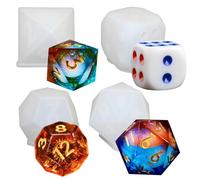 4 Large Dice Resin & Silicone Molds - 4 Styles Polyhedral Game Dice Molds Set for Epoxy Resin Casting, Candle Making & Art Craft
