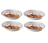 4 Large Oval Foil Roasting Tray Disposable Turkey Oven Dish Catering 46cm x 34cm