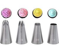 4 Large Piping Nozzle Tips Set, Stainless Steel Cake Icing Nozzles Tips Kit