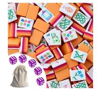 4-Layer Acrylic Mahjong Set - 160-Tile American Game With Bag & Dice(Ochre)