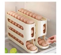4-Layer Automatic Rolling Egg Holder, Fridge Egg Storage Box with Dispenser Rack, Large Capacity Refrigerator Organizer & Kitchen Container, Space Saving(SN615-WE)