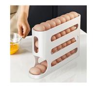 4-Layer Automatic Rolling Egg Holder with FIFO System, Refrigerator Storage Box & Dispenser, Large Capacity Space Saving Fridge Organizer for Kitchen(2Pcs White)