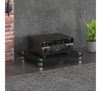 4-Layer HiFi Audio Rack Shock-Absorbing Feet Streaming Device Storage Audio-Video Component Stand Black 60 x 48 x 10 cm Ideal for Home Theater & Music Lovers