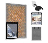 4 Layer Insulated Window Cover Thermal Windows Cover for Winter Cold Weather Window Insulation Kit Draft Stopper Blackout Curtain for Home Blocks Cold Air,Gray,94.5×59in/240×150cm