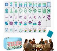 4 Layer Mahjong Tile Set - 160 Premium Acrylic American Mahjong Tile Set with Exquisite Carrying Bag, Clear Engraving, for Home Travel & Game Nights (Lake Blue)