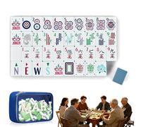 4 Layer Mahjong Tile Set - 160 Premium Acrylic American Mahjong Tile Set with Exquisite Carrying Bag, Clear Engraving, for Home Travel & Game Nights (Blue Gray)