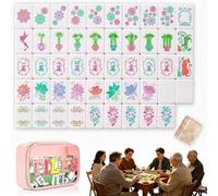 4 Layer Mahjong Tile Set - 160 Premium Acrylic American Mahjong Tile Set with Exquisite Carrying Bag, Clear Engraving, for Home Travel & Game Nights (Pink)