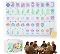 4 Layer Mahjong Tile Set - 160 Premium Acrylic American Mahjong Tile Set with Exquisite Carrying Bag, Clear Engraving, for Home Travel & Game Nights (Yellow)