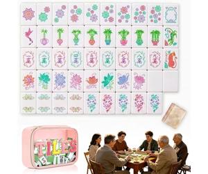 4 Layer Mahjong Tile Set - 160 Premium Acrylic American Mahjong Tile Set with Exquisite Carrying Bag, Clear Engraving, for Home Travel & Game Nights (Pink)