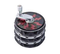 4-Layer Manual Crank Herb Grinder - Zinc Alloy with Transparent Top, Easy to Clean Design for Kitchen & Travel(Red)