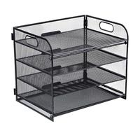 4-Layer Mesh Letter Tray Organiser, Tray Organiser, Holder A4 Paper Filing, Desktop File Organiser, Filing Trays for Home Office School, &Black