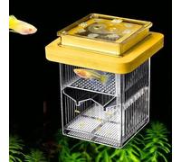 4-Layer Protective Detachable Acrylic Fry Hatching Box, Floating Mesh Isolation Aquarium Acclimation Hatchery Incubator, Help Protect Baby Fish from Predators (Yellow, Dual Box Set)